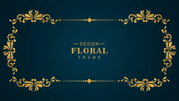 Ornamental Dourado Luxo Floral Quadro Fundo — Vetor de Stock