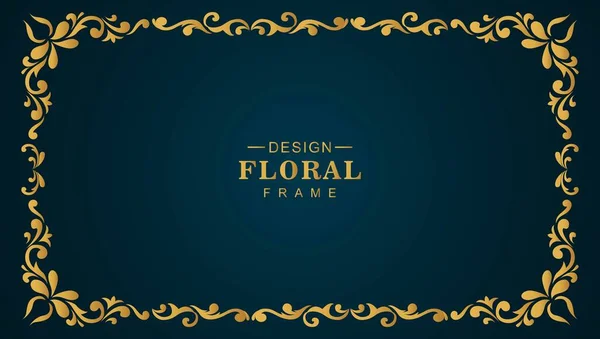 Ornement Doré Luxe Floral Cadre Arrière Plan — Image vectorielle