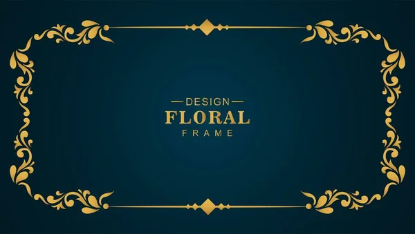 Diseño Banner Marco Floral Lujo Dorado Degradado — Archivo Imágenes Vectoriales