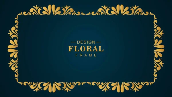 Ornamental Dourado Luxo Floral Quadro Fundo — Vetor de Stock