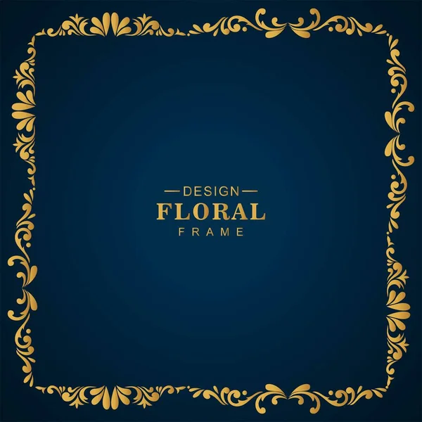 Lujoso Marco Floral Ornamental Dorado Fondo — Archivo Imágenes Vectoriales