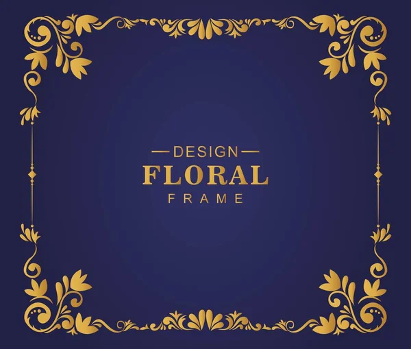Decorativo Artístico Luxo Dourado Floral Quadro Fundo Ilustração — Vetor de Stock