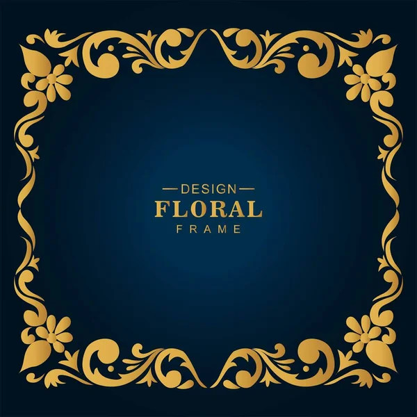 Moderno Diseño Marco Floral Decorativo Lujo Dorado — Vector de stock