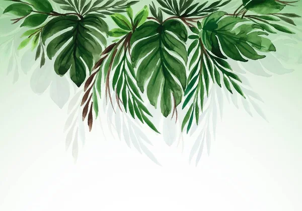 Tropical Watercolor Bunch Leaf Nature Background — Stock Vector