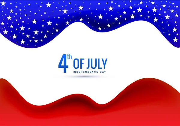 波のデザインで7月アメリカ独立記念日の旗の美しい4日 — ストックベクタ