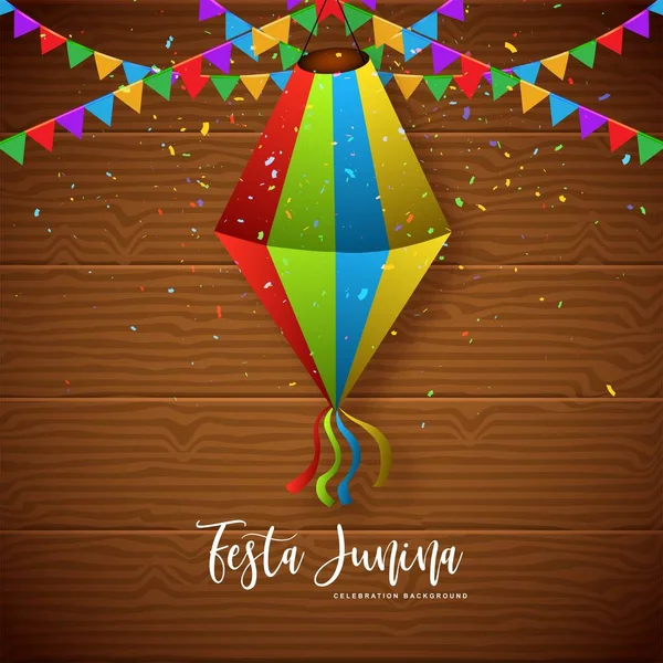 Festa Junina Brasil Evento Celebración Tarjeta Fondo — Vector de stock