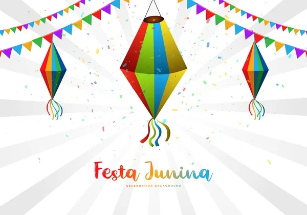 Hermoso Cartel Celebración Festa Junina Tarjeta Fondo — Vector de stock