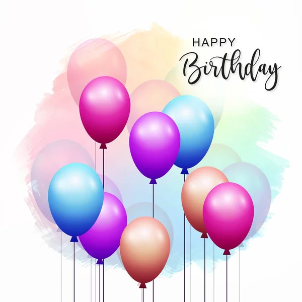 Colorful Birthday Balloons Celebration Card Background — Stock Vector