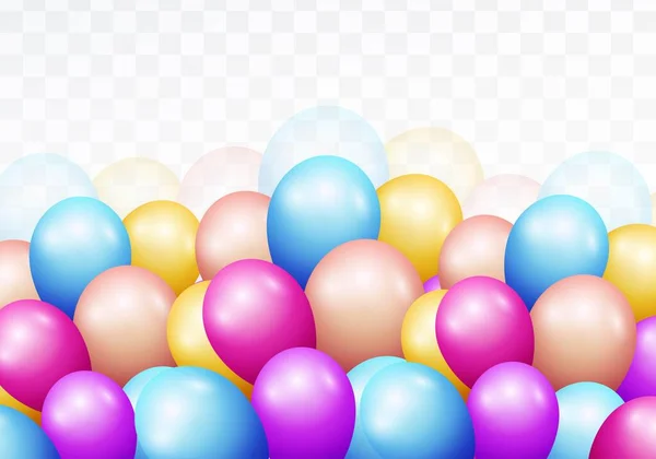 Carte Célébration Ballons Anniversaire Colorés Sur Fond Transparent — Image vectorielle