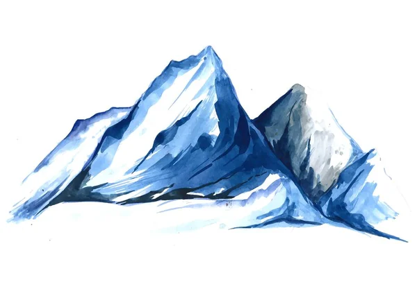 Modern Hand Draw Landscape Blue Mountain Watercolor Design — Stock Vector