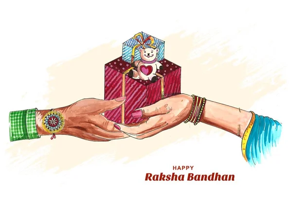 Happy Raksha Bandhan Indický Festival Slavnostní Karta Pozadí — Stockový vektor