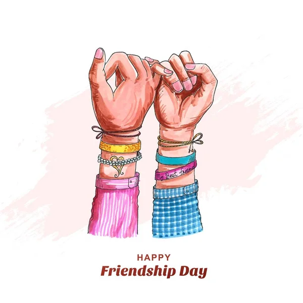 Happy Friendship Day Hand Draw Watercolor Hand Holding Background — Vector de stock