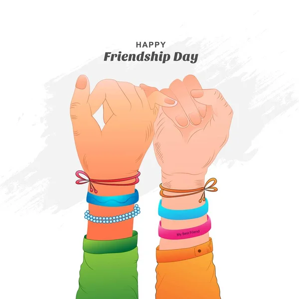 Beautiful Card Friendship Day Holding Promise Hand Design — Vector de stock