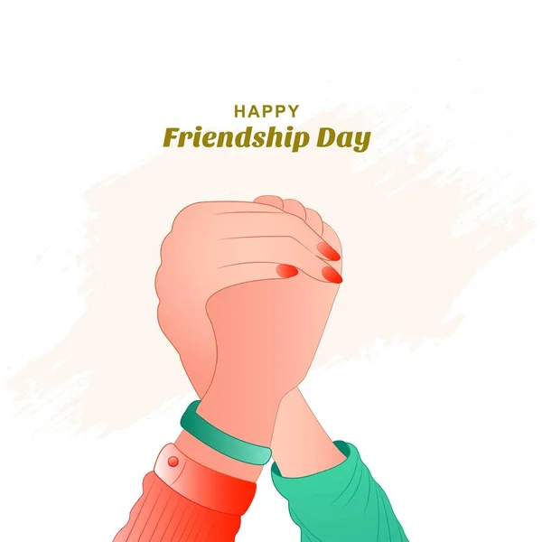 Beautiful Card Friendship Day Holding Promise Hand Design — 图库矢量图片