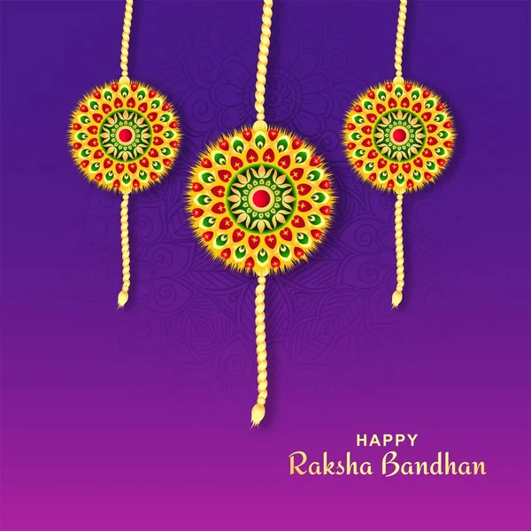 Happy Raksha Bandhan Decorative Rakhi Celebration Card Background — Διανυσματικό Αρχείο