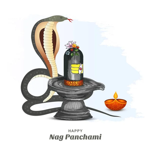 Happy Nag Panchami Indian Festival Card Illustration Background — Stock vektor