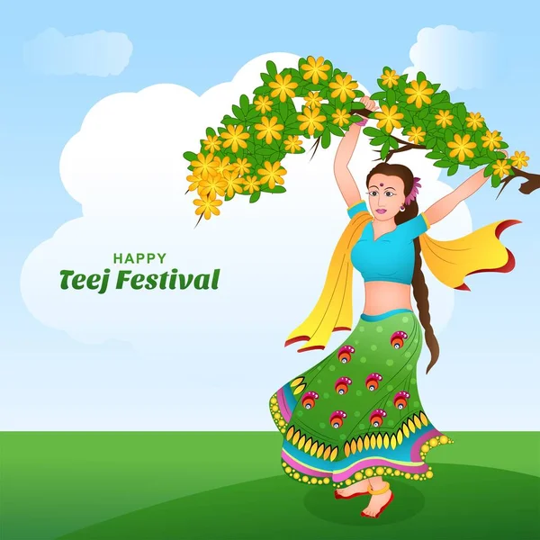 Feliz Hariyali Teej Indio Festival Tarjeta Ilustración Fondo — Vector de stock