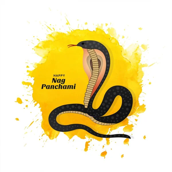 Hindu Festival Happy Nag Panchami Celebration Card Design — Stock Vector