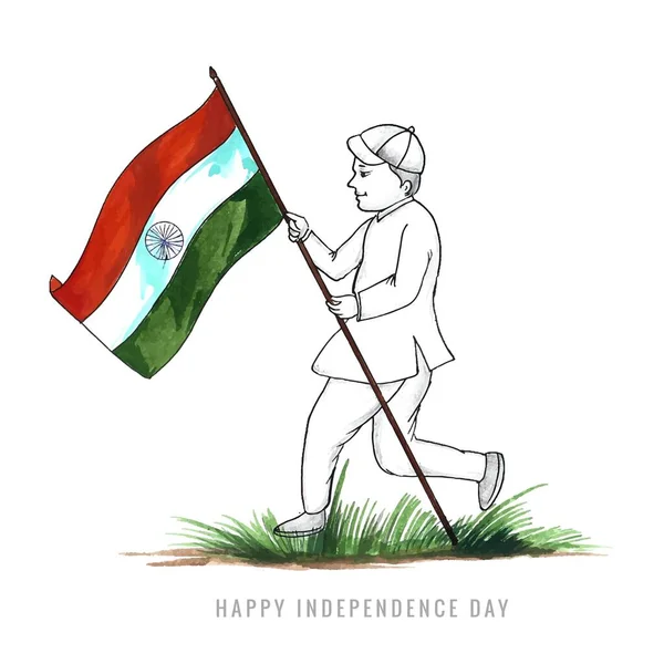 Hand Draw Sketch Happy Independence Day Festival Card Background — Image vectorielle