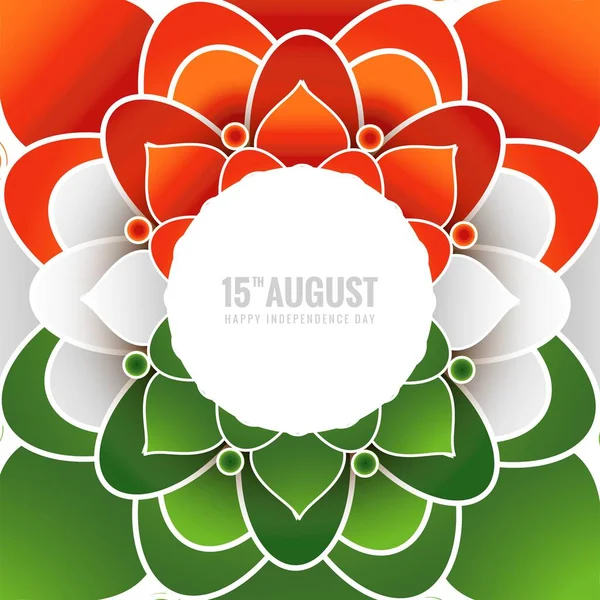 India Independence Day Background Tricolor Mandala Floral Background — Stok Vektör