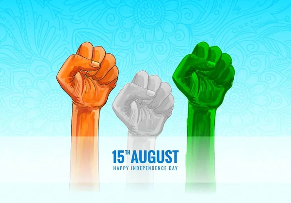 Happy Independence Day Tricolor Holding Hand Watercolor Design — Image vectorielle
