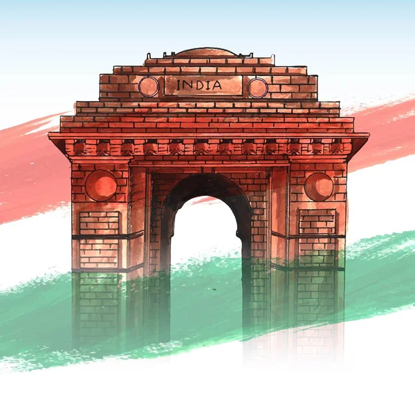 Dia Independência Índia Celebração Agosto Com Portão Indiano Bacground — Vetor de Stock