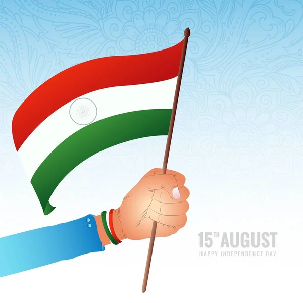 Hand Holding Indian Flag Happy Independence Day Background — Διανυσματικό Αρχείο