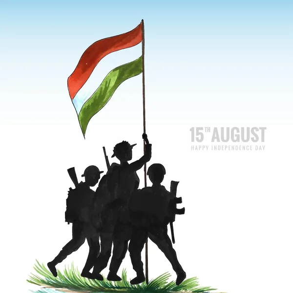 India Independence Day Background Soldiers Hold Indian Flag Background — Stockový vektor