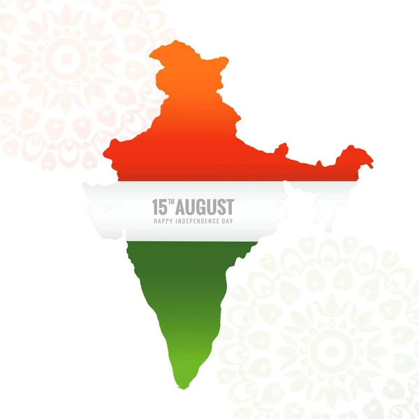 Mapa País Indiano Com Fundo Cartão Dia Independência — Vetor de Stock