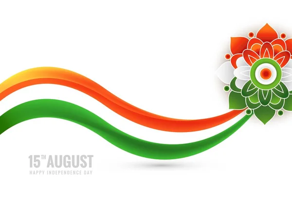 India Independence Day Celebration August Card Modern Wave Design — Διανυσματικό Αρχείο