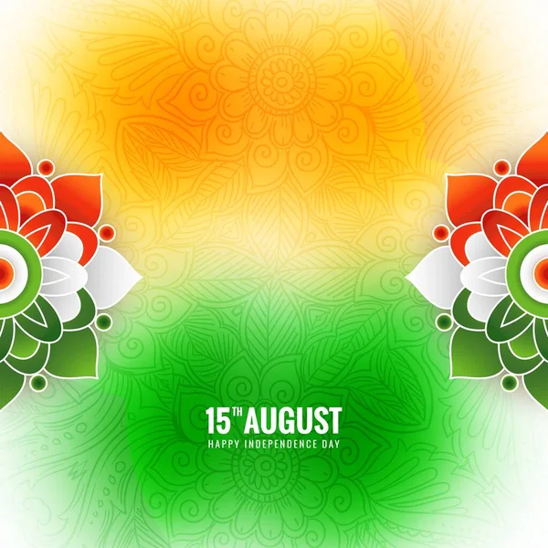 India Independence Day Background Tricolor Mandala Celebration Background — ストックベクタ