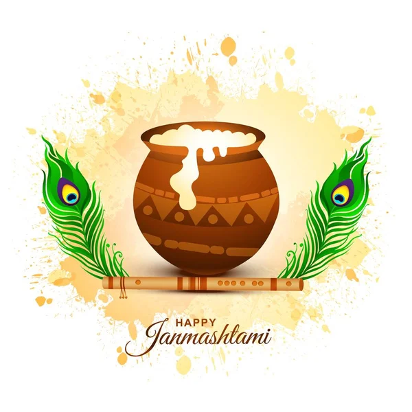 Indian Festival Janmashtami Celebration Card Background — Stok Vektör