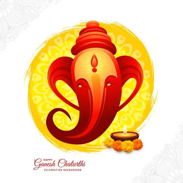 Happy Ganesh Chaturthi Indian Religious Festival Card Background — Stockový vektor