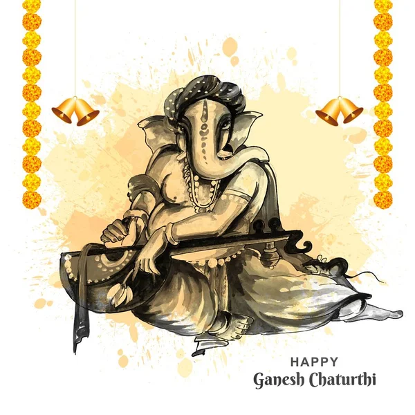 Arte Moderna Feliz Ganesh Chaturthi Festival Cartão Fundo — Vetor de Stock