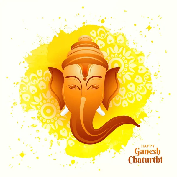 Happy Ganesh Chaturthi Festival Lord Ganesha Head Card Background — Stok Vektör