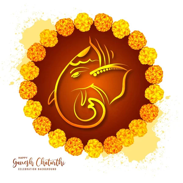 Happy Ganesh Chaturthi Festival Lord Ganesha Head Card Background — Stock vektor