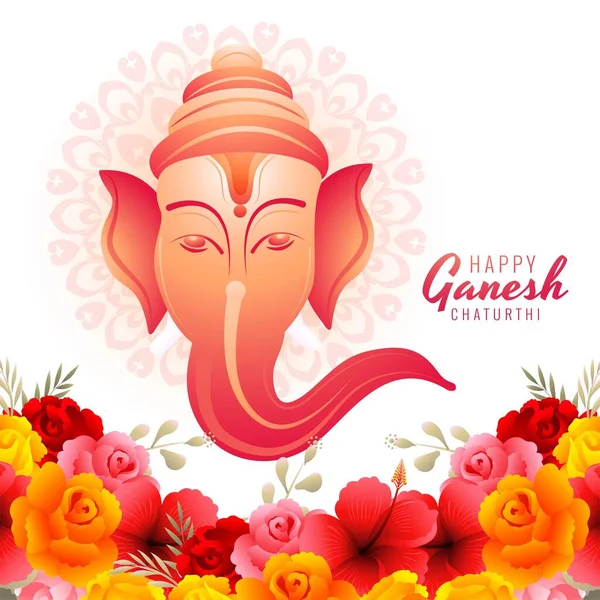 Happy Ganesh Chaturthi Celebration Prayer Lord Ganesha Card Background — Stok Vektör