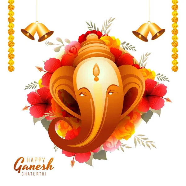 Happy Ganesh Chaturthi Festival India Greeting Card Background — Stok Vektör