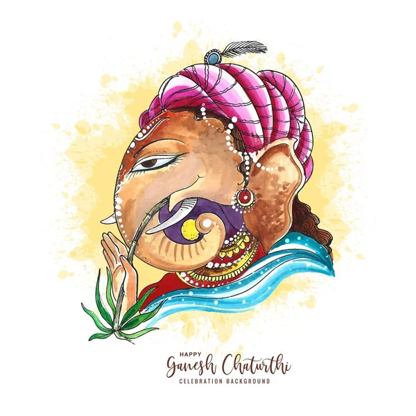 Lord Ganesha Paint Style Ganesh Chaturthi Holiday Background — Stok Vektör