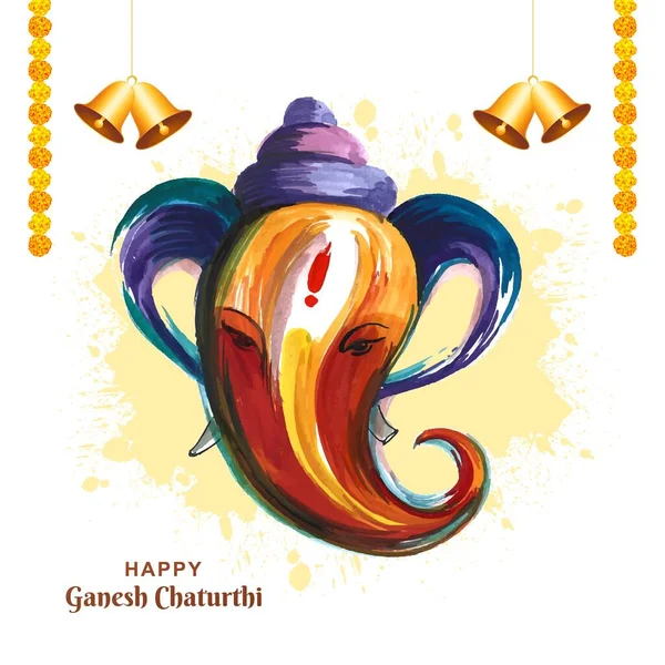 Happy Ganesh Chaturthi Greeting Card Holiday Background — Stok Vektör