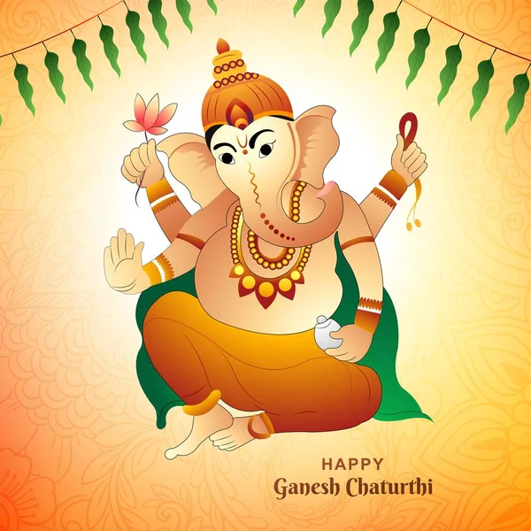 Illustration Lord Ganpati Ganesh Chaturthi Holiday Card Background —  Vetores de Stock
