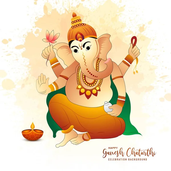 Lord Ganpati Design Ganesh Chaturthi Festival India Card Background — Vector de stock