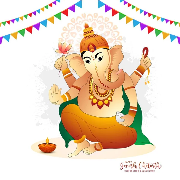 Lord Ganpati Design Ganesh Chaturthi Festival India Card Background — Vetor de Stock