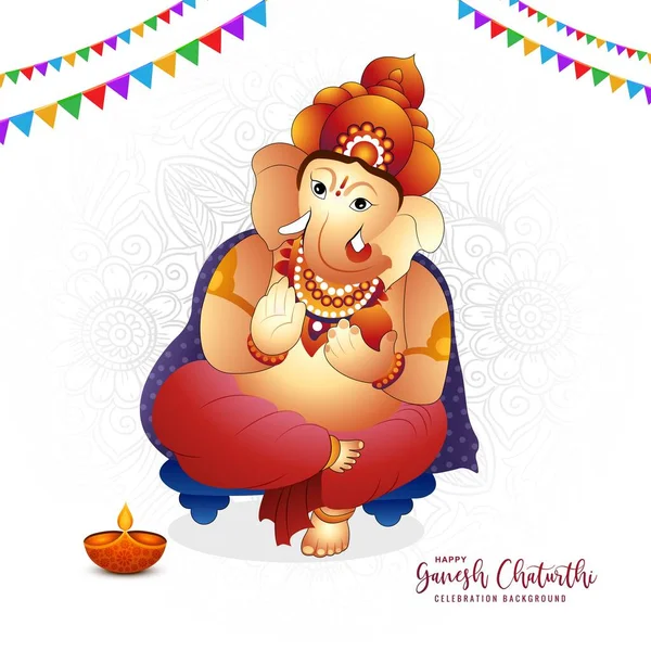 Hindu God Lord Ganesha Festival Holiday Card Background —  Vetores de Stock