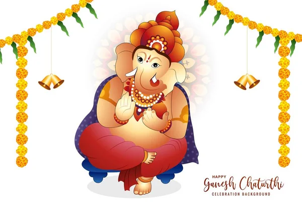 Beautiful Illustration Lord Ganesh Chaturthi Holiday Card Background — Stock Vector