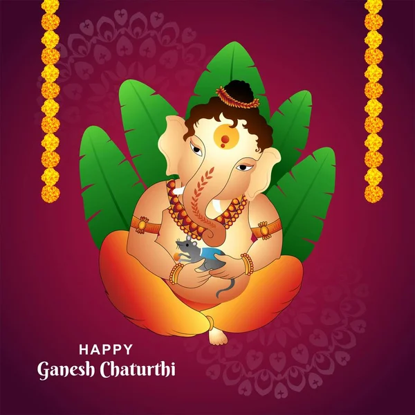 Happy Ganesh Chaturthi Traditional Greeting Card Background — Stok Vektör