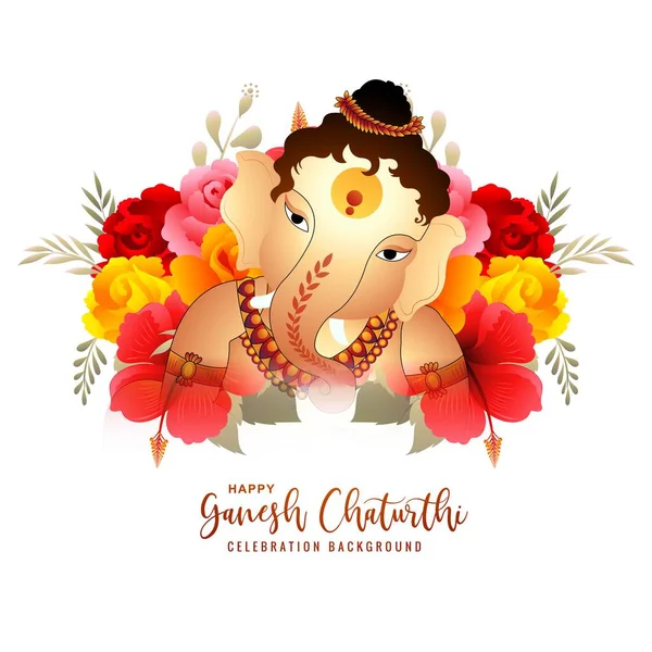 Happy Ganesh Chaturthi Celebration Prayer Lord Ganesha Card Background — Vetor de Stock