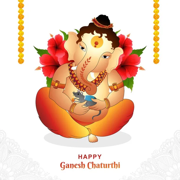 Happy Ganesh Chaturthi Celebration Prayer Lord Ganesha Card Background — Stok Vektör