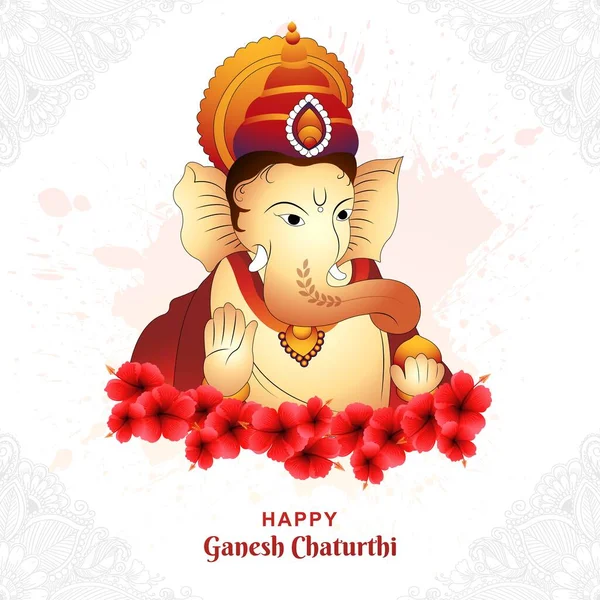 Beautiful Lord Ganesha Watercolor Ganesh Chaturthi Card Background — Stock vektor