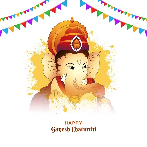Moderní Umělecké Šťastný Ganesh Chaturthi Festival Karty Pozadí — Stockový vektor